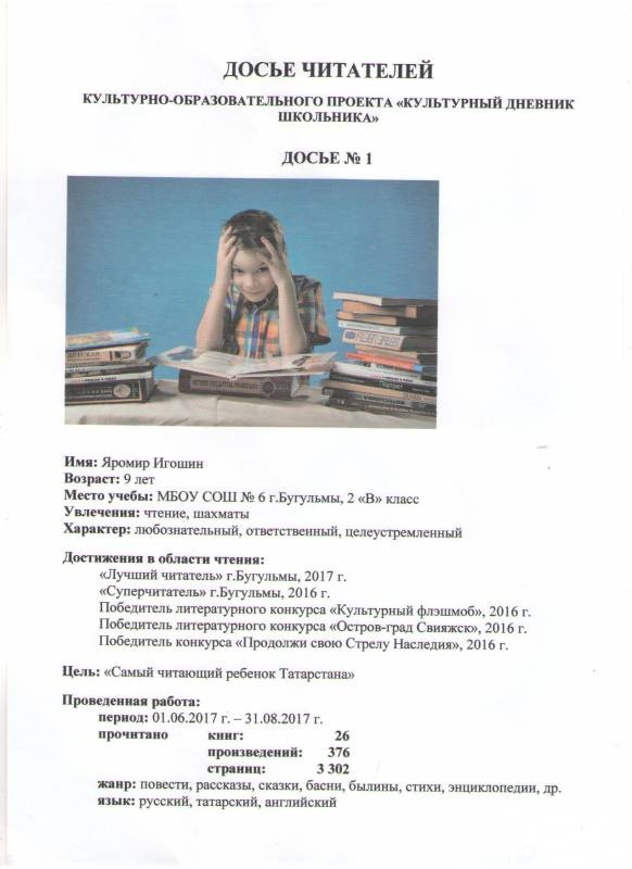 Самый интересный читательский дневник среди 2-х классов РТ75958