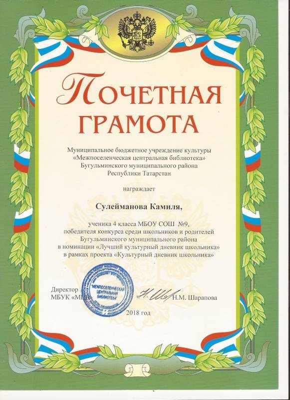Диплом с библ. КДШ Поинт