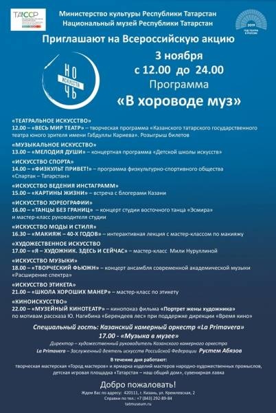 Программа «Ночь искусств-2019 в Национальном музее Республики Татарстан